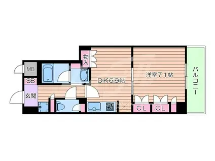 ルネフラッツ谷町四丁目(1DK/4階)の間取り写真