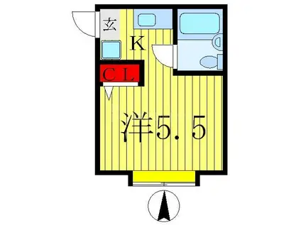 パークサイド馬橋(1K/1階)の間取り写真