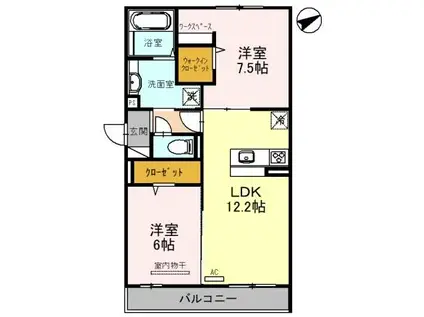 ＪＲ芸備線 矢賀駅 徒歩25分 3階建 築5年(2LDK/2階)の間取り写真