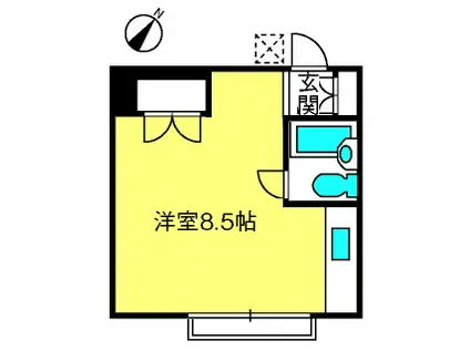 ライムハイツ(ワンルーム/2階)の間取り写真