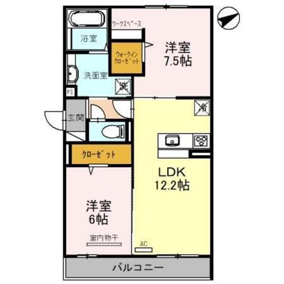 ＪＲ芸備線 矢賀駅 徒歩24分 3階建 築6年(2LDK/2階)の間取り写真