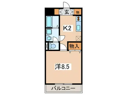 デライトコートV(1K/2階)の間取り写真