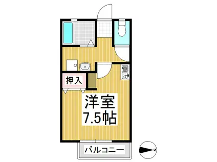 ROYTONハイツあらい(ワンルーム/1階)の間取り写真