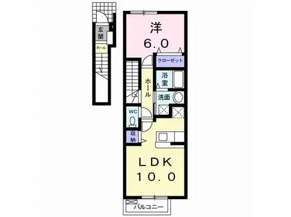 クァイエット レジデンスII(1LDK/2階)の間取り写真