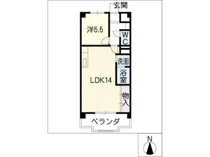 ソフィア東山(1LDK/5階)の間取り写真