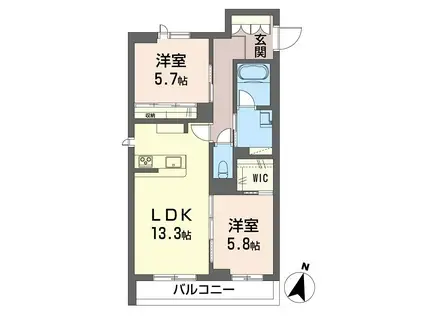 モハ セレーノ(2LDK/1階)の間取り写真