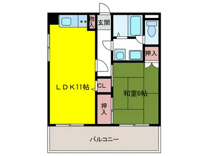 ビレッジボヌール若久(1LDK/1階)の間取り写真