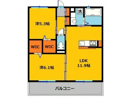 リーフアベニュー(2LDK/1階)の間取り写真