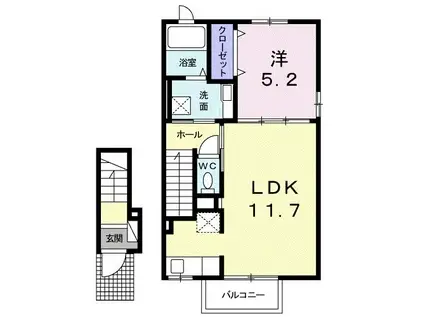 ヴィラコッティB(1LDK/2階)の間取り写真