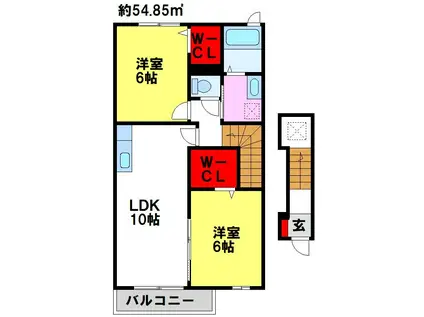 ピースフル・コート(2LDK/2階)の間取り写真