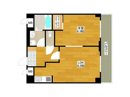 フレール緑地公園II(1LDK/3階)の間取り写真