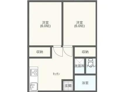 ブリーズ横須賀サウス(2DK/2階)の間取り写真