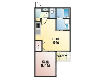 グレイス新屋敷(1LDK/4階)の間取り写真