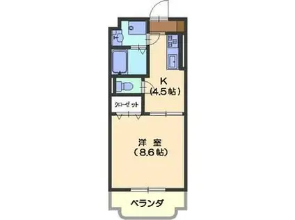 ジョビII(1DK/1階)の間取り写真