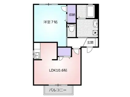 ヴィラ・フローラル B(1LDK/2階)の間取り写真