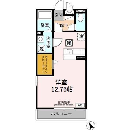 シェ・コパン(ワンルーム/1階)の間取り写真