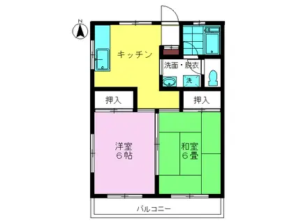 グローリィハウス(2DK/1階)の間取り写真