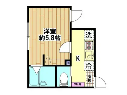 メゾン・トータス川口(1K/3階)の間取り写真