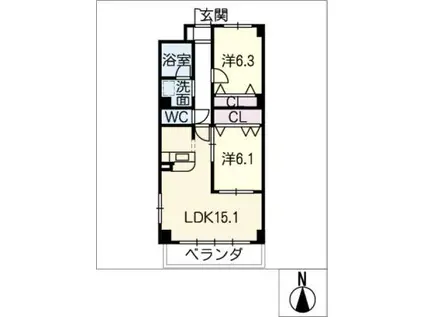 GLORIA(2LDK/5階)の間取り写真