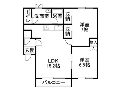 ル・ソレイユ III(2LDK/2階)の間取り写真