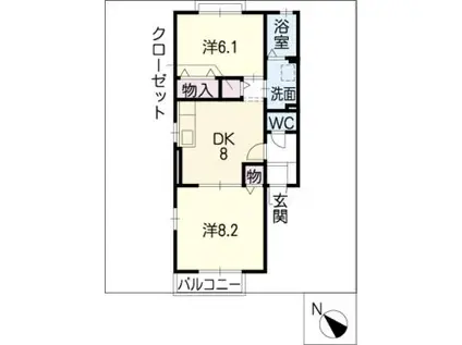 ウイングアサヒ(2DK/2階)の間取り写真