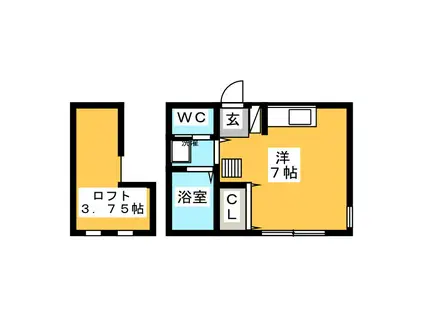 ウィンズ南万騎が原B(ワンルーム/2階)の間取り写真