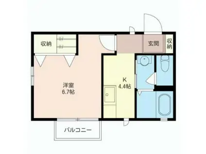 スカイコート(1K/1階)の間取り写真