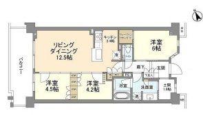 プラウド川崎矢向(3LDK/5階)の間取り写真