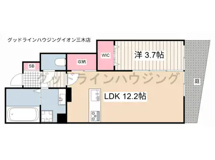 アルレーヌ恵比須(1LDK/1階)の間取り写真