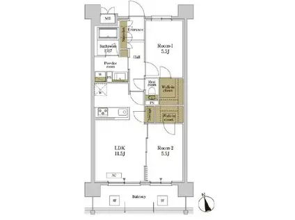 RJRプレミア川口(2LDK/2階)の間取り写真