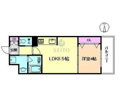 レスポワール正喜(1LDK/4階)の間取り写真
