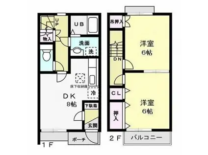 DUPLEX細井 B(2DK/1階)の間取り写真