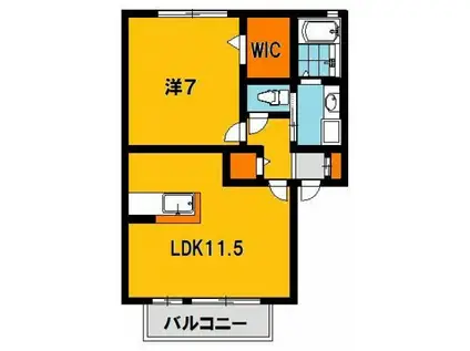 アーバンコートA棟(1LDK/2階)の間取り写真