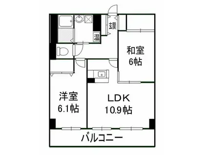 エクシード33(2LDK/6階)の間取り写真