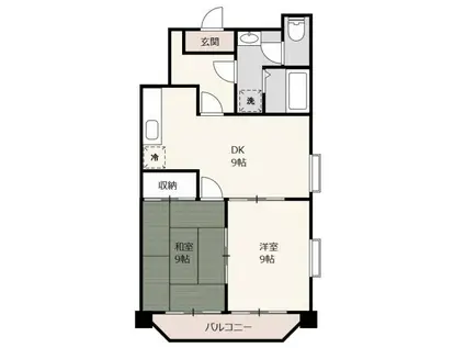 ドミナンス河辺(2DK/4階)の間取り写真