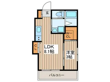 シャイニング ワン(1LDK/2階)の間取り写真