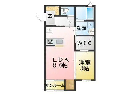 オランジュベール桑名(1LDK/2階)の間取り写真