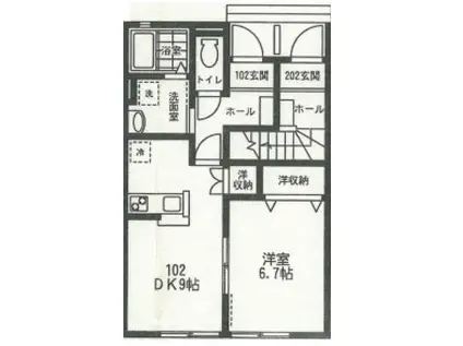 エスポワール(1DK/1階)の間取り写真