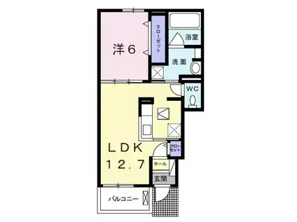 エルシャトー吉備VII(1LDK/1階)の間取り写真