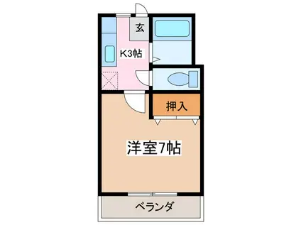 サンライズ梓(1K/1階)の間取り写真