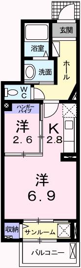 ジュピターII(1K/1階)の間取り写真
