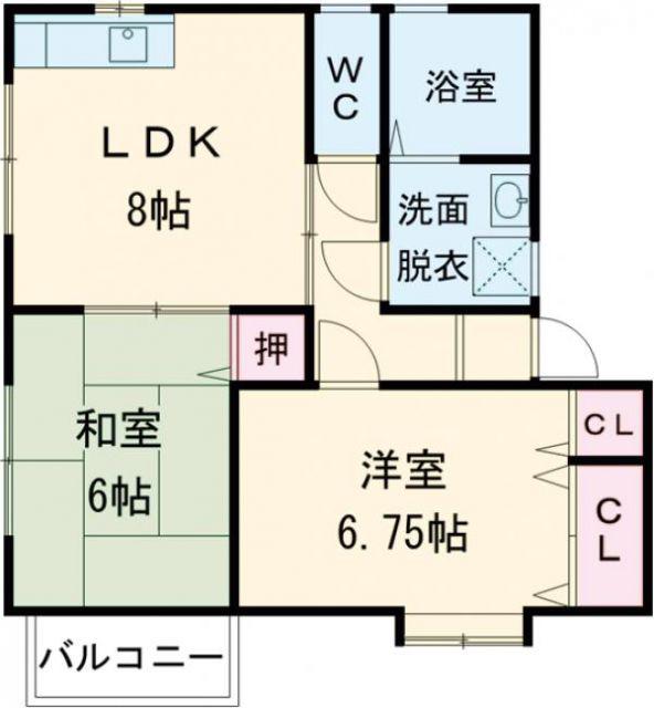 クリビエ(2LDK/2階)の間取り写真