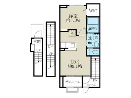 グリーンピア B(1LDK/3階)の間取り写真