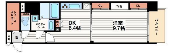 プレサンス堺筋本町駅前(1DK/3階)の間取り写真