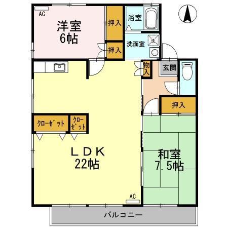 グレイス横吹 A(2LDK/2階)の間取り写真