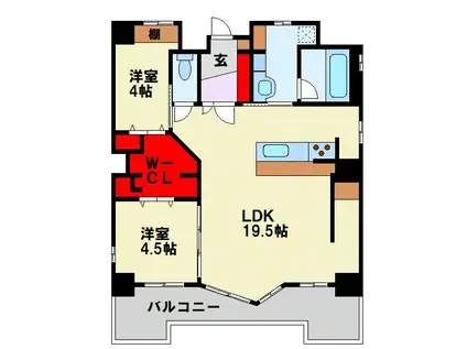 マテール穴生(2LDK/13階)の間取り写真