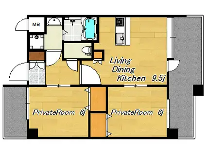 THE GRAND WASHUII(2LDK/8階)の間取り写真