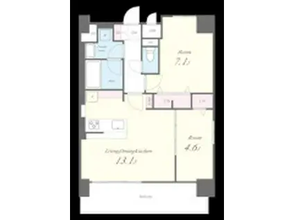 ブランュ今里(2LDK/2階)の間取り写真