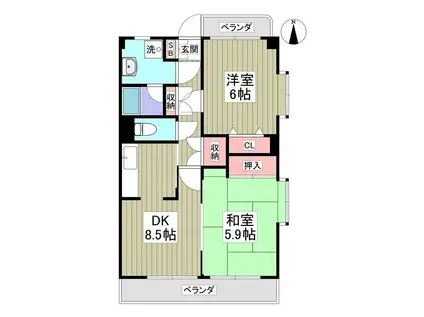 セントヒルズ東川口(2DK/6階)の間取り写真