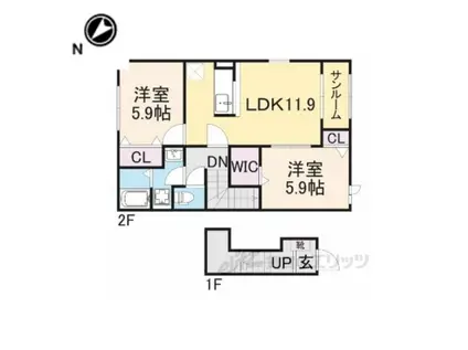 カレント(2LDK/2階)の間取り写真